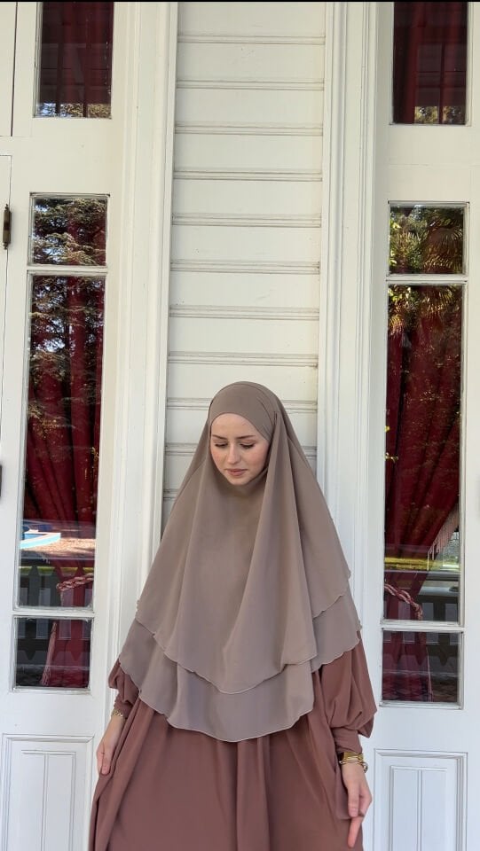 SÜTLÜ KAHVE MİHRİMAH KOYU BEJ ŞİFON SUFLE
