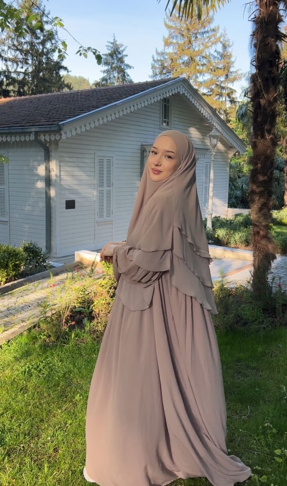 KOYU BEJ MİHRİMAH ŞİFON SUFLE TAKIM