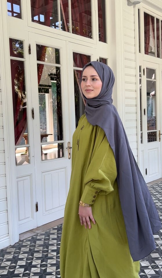 LİN MODEL KUPRA ELBİSE YAĞ YEŞİLİ