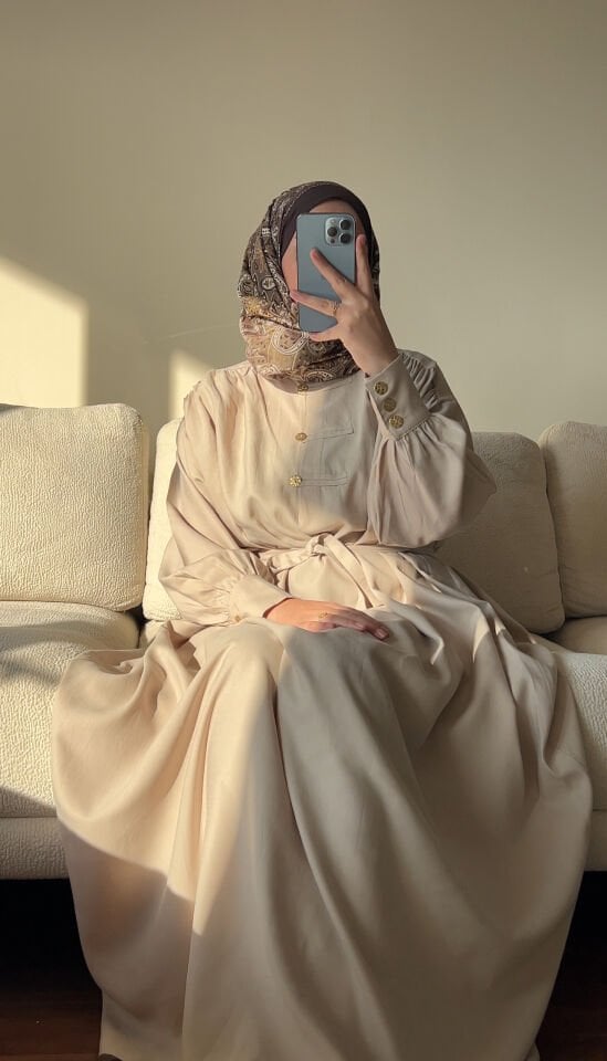 LİN MODEL KUPRA ELBİSE BEJ