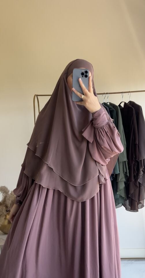 PASTEL PUDRA MİHRİMAH ŞİFON TAKIM