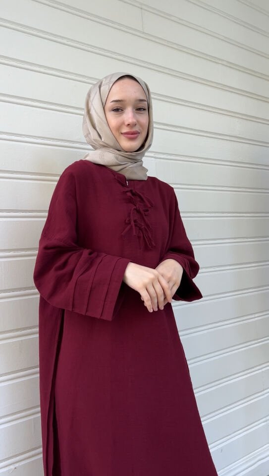 AVİN MÜSLİN ELBİSE BORDO