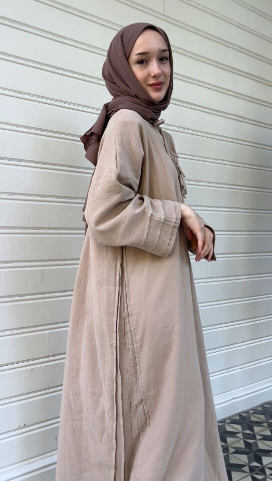 AVİN MÜSLİN ELBİSE BEJ