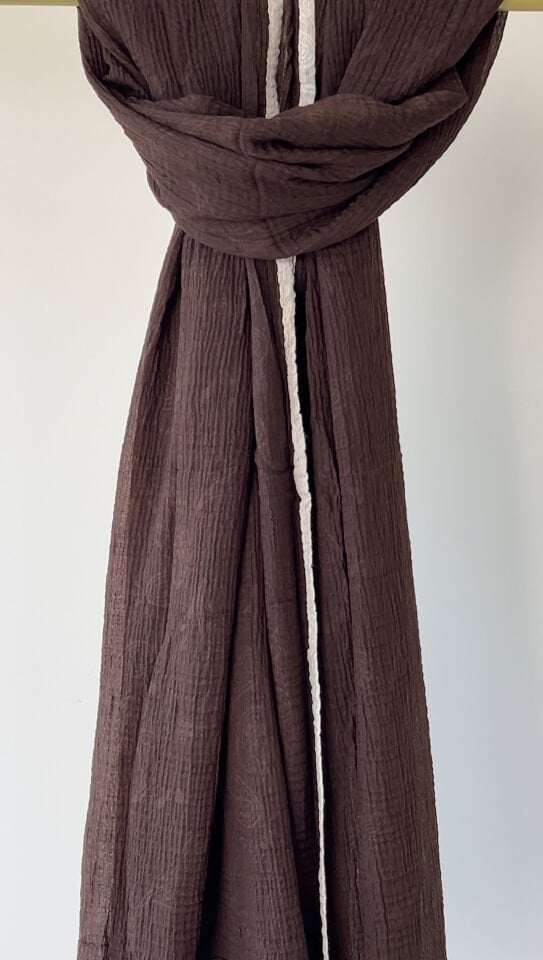 ETNİK DESEN MÜSLİN ŞAL ACI KAHVE