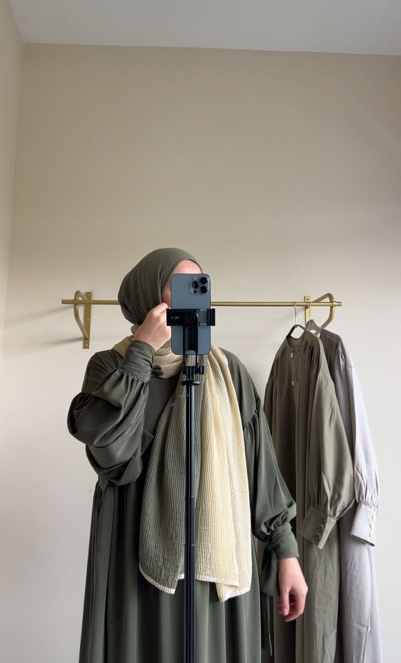 MÜSLİN DEGRADE ŞAL YAPRAK YEŞİL