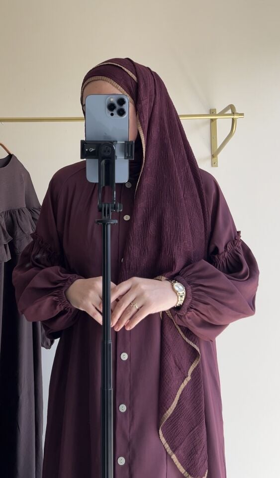 ETNİK DESEN MÜSLİN ŞAL KOYU BORDO