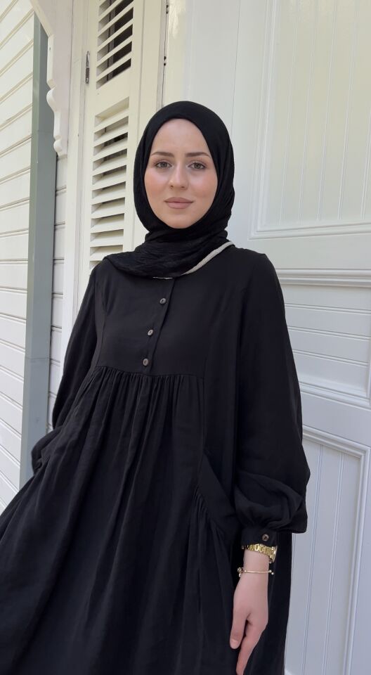 HANSA ELBİSE SİYAH MÜSLİN ŞAL TAKIM
