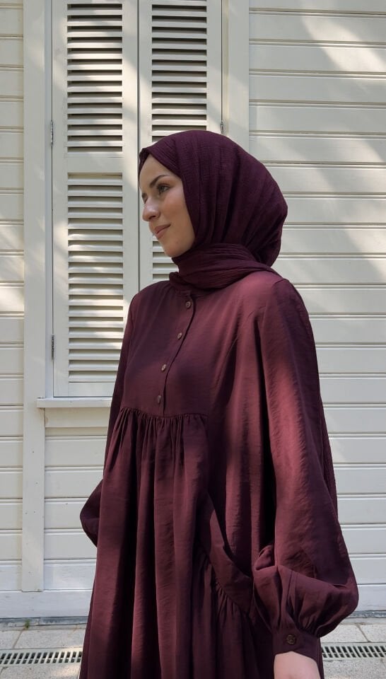 HANSA ELBİSE BORDO MÜSLİN ŞAL TAKIM