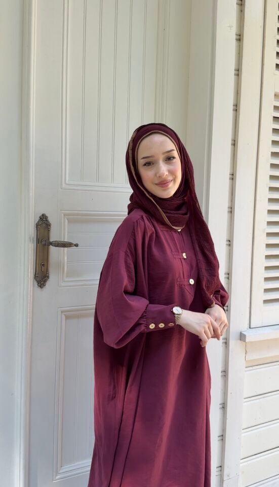 LİN MODEL MODAL ELBİSE BORDO